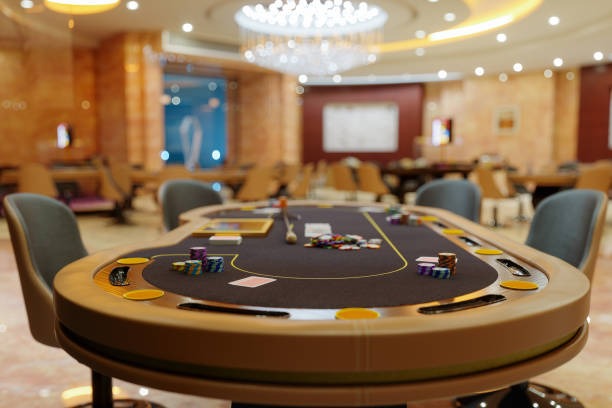 Baccarat table with player and banker cards visible